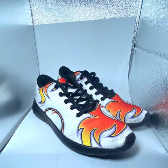 Shoes - Womens Flame Pattern Athletic Sneakers Size 7